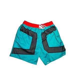 Hot Topic Teal and Red Swim Trunks